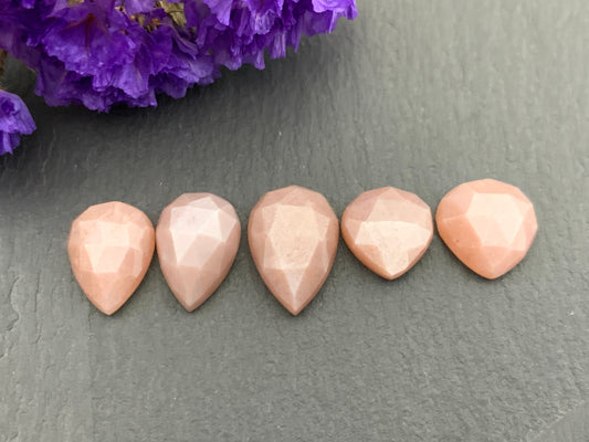 Faceted Moonstone pear cabochon