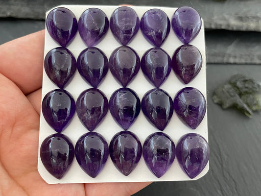Amethyst pear 12x16mm cabochon - Calibrated cabochons
