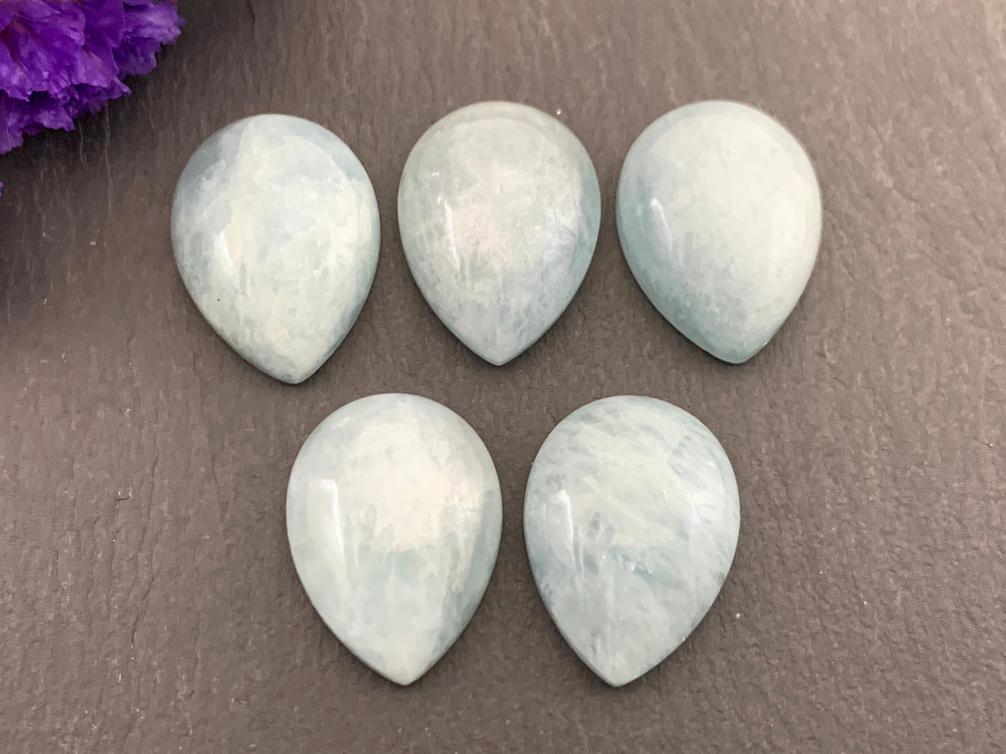 Aquamarine pear 15x20mm cabochon - Calibrated cabochons