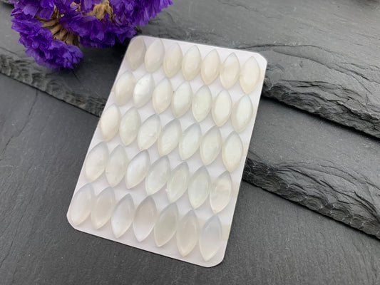 White Moonstone marquise 6x12mm cabochon - Calibrated Cabochons