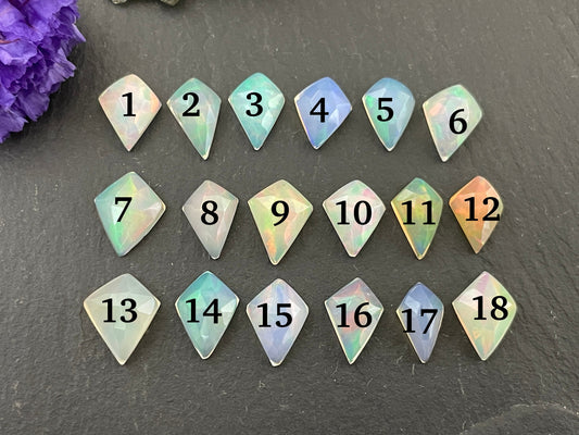 Faceted Welo Opal kite 9 to 9.5mm cabochon