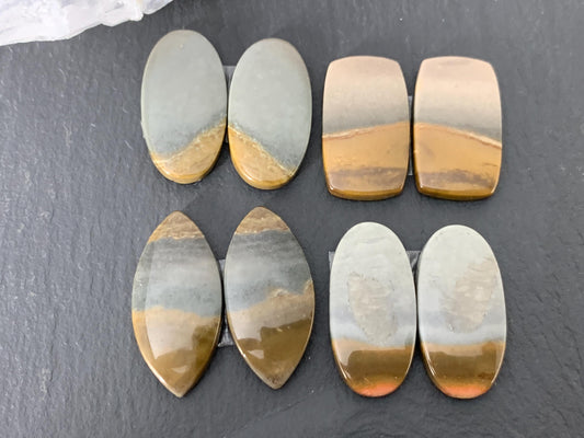 Polychrome Jasper cabochon pair