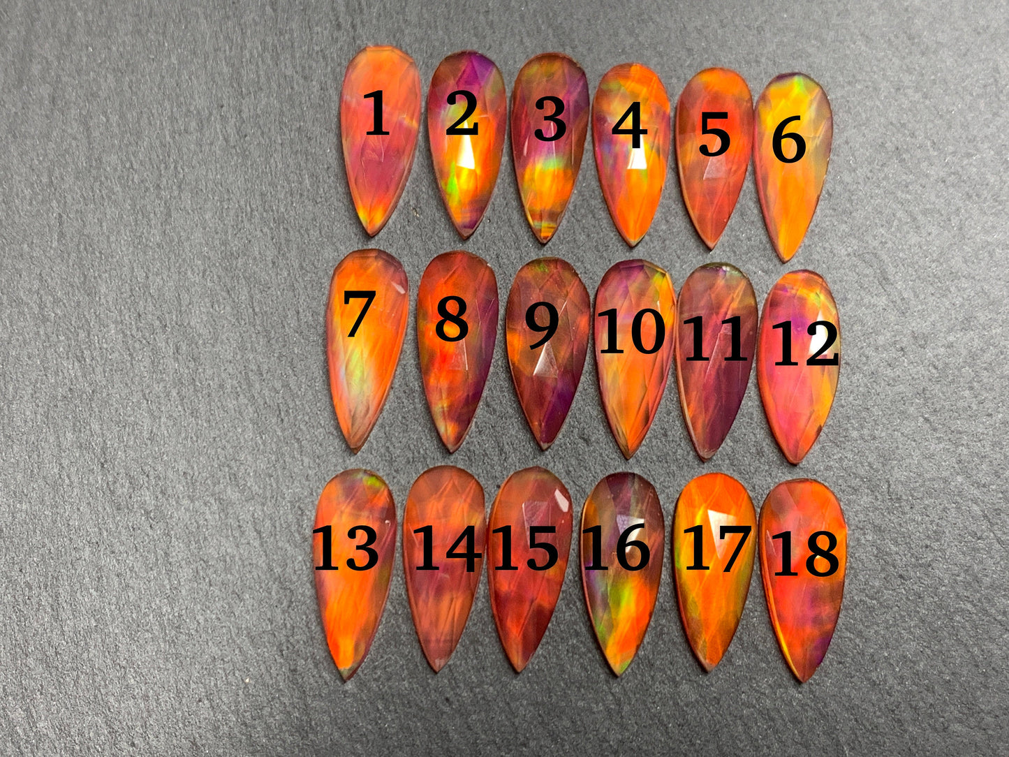 Faceted Aurora Opal pear 8x20mm cabochon - Doublet cabochons