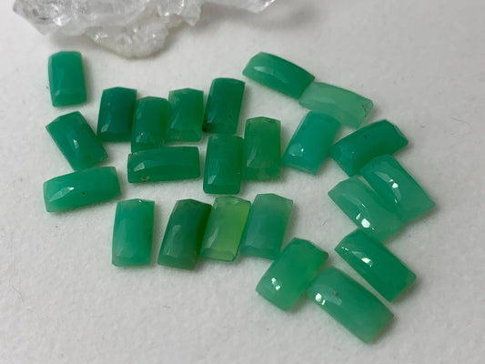 Faceted Chrysoprase rectangle 5x10mm cabochon