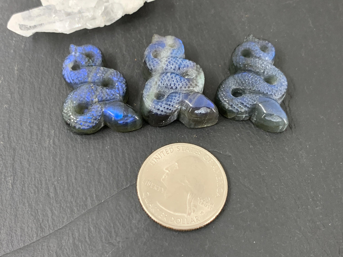 Labradorite Snake Carving - Flat Back Snake carving