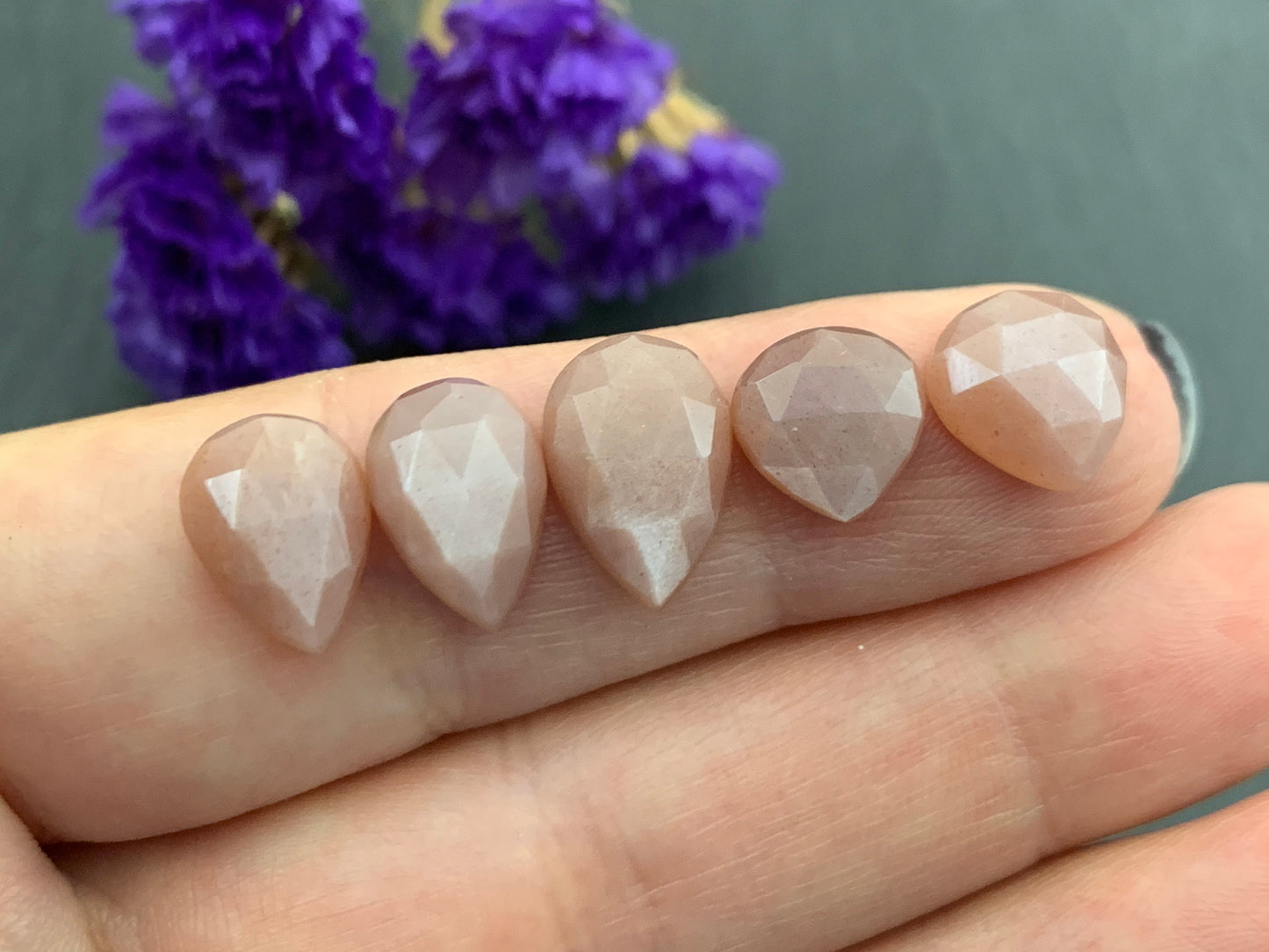 Faceted Moonstone pear cabochon