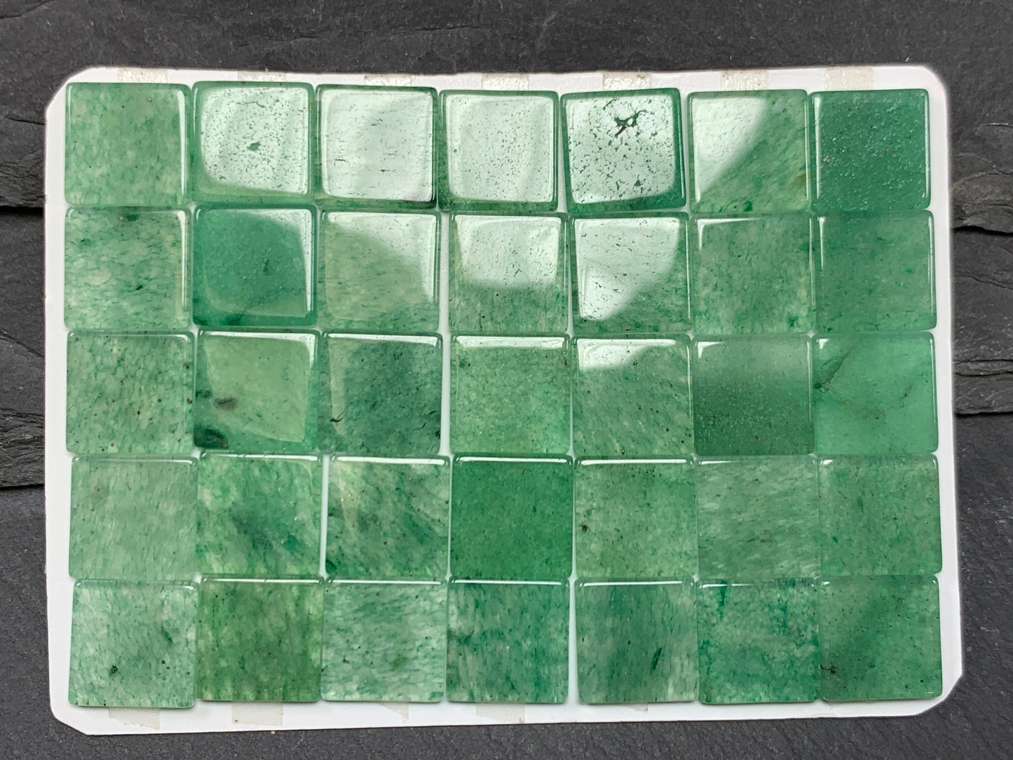 Flat Green Aventurine square 10mm cabochon