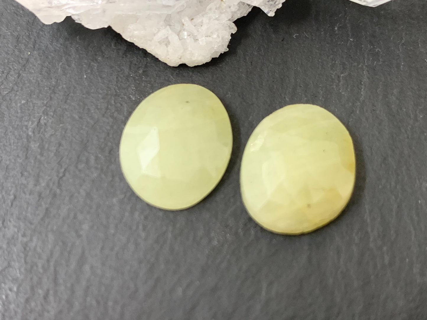 Faceted Yellow Sapphire pair 11x14x4mm cabochon