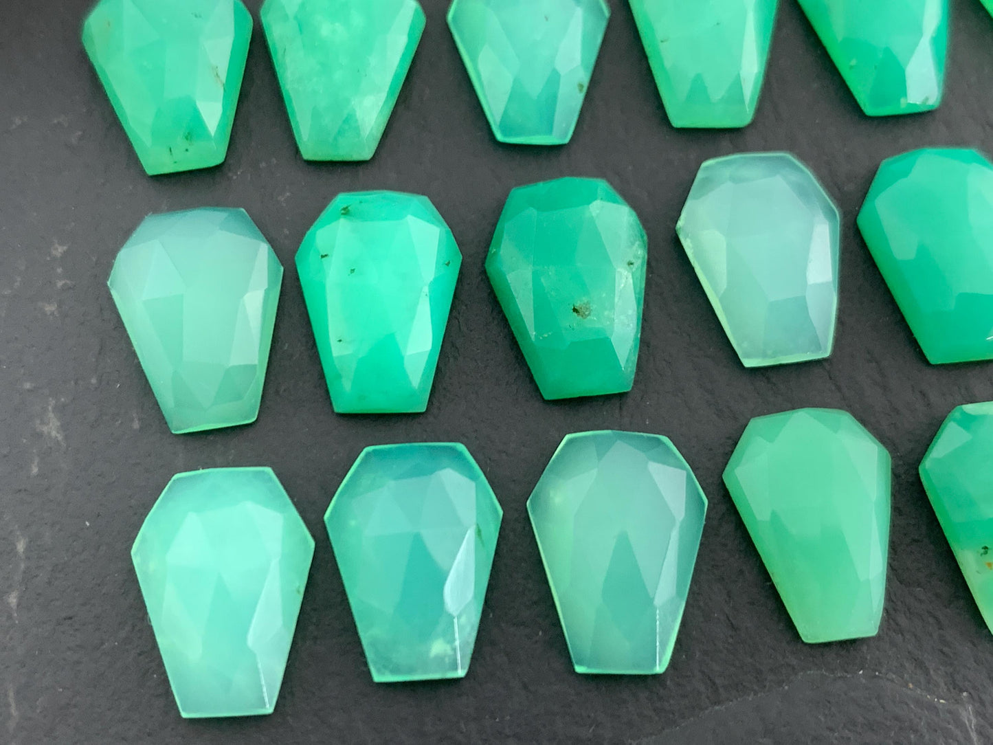 Faceted Chrysoprase Coffin 9x12mm cabochon - Select your cabochon