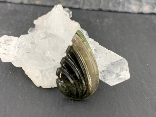 Carved Tourmaline 13x20x3mm cabochon