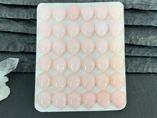 Pink Opal pear 10x12mm cabochon - Calibrated cabochons/ Light pink