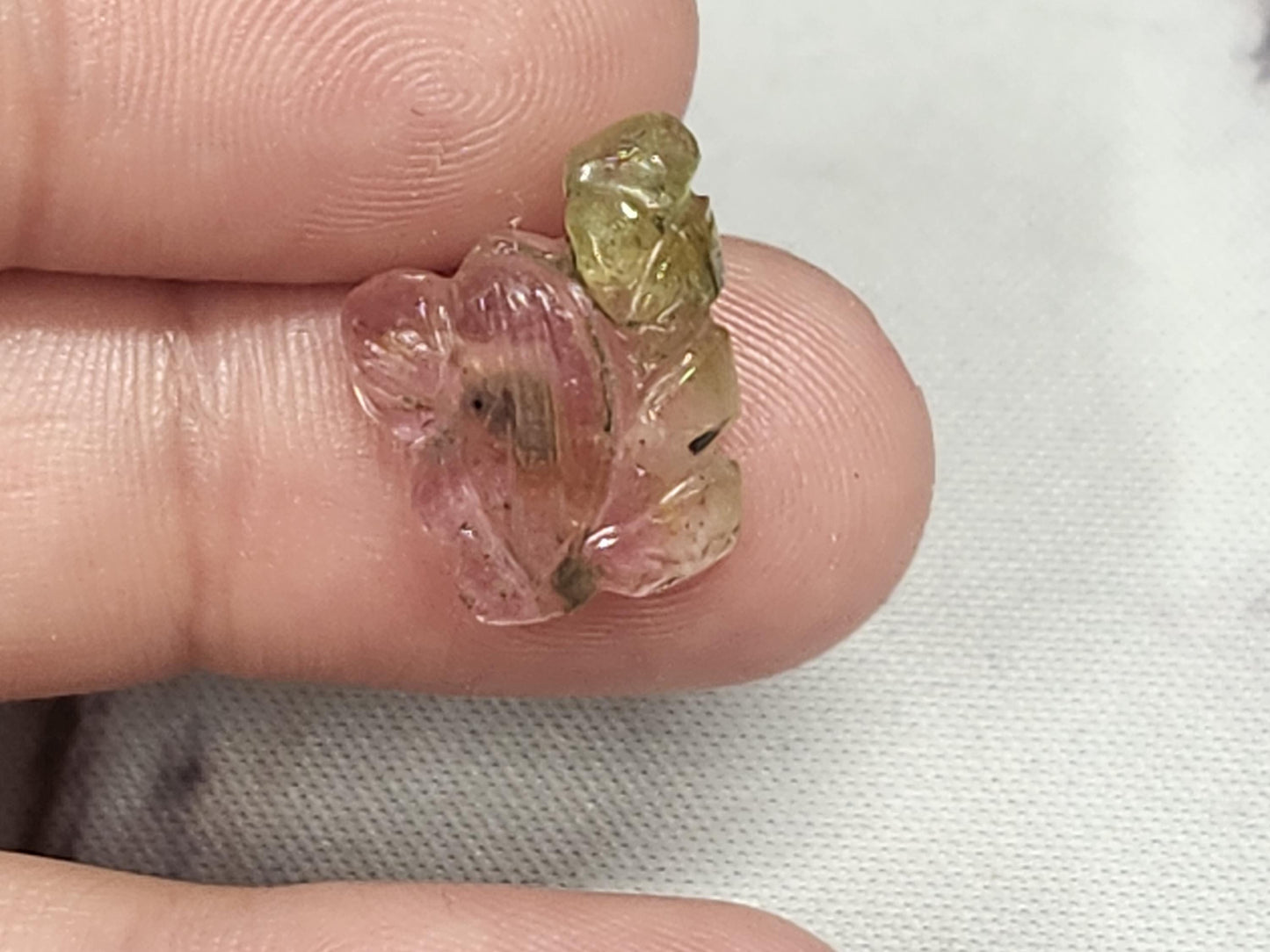Carved Tourmaline 13x15x4mm cabochon