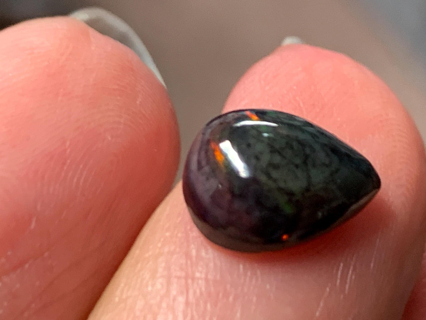 Natural Ethiopian Black Opal 8x10x4.5mm cabochon