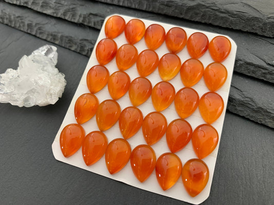 Carnelian pear 10x14mm cabochon - Calibrated cabochons