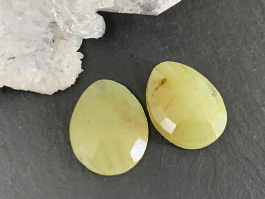 Faceted Yellow Sapphire pair 12x15x4mm cabochon