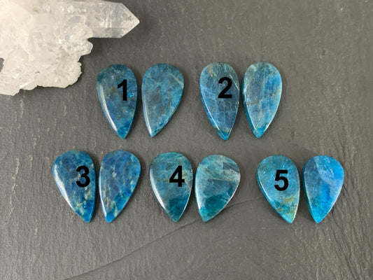 Apatite pear 19-21mm long cabochon - Buy by pair