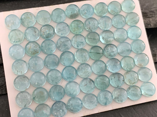 Blue Green Apatite round 7mm cabochon - Calibrated cabochons