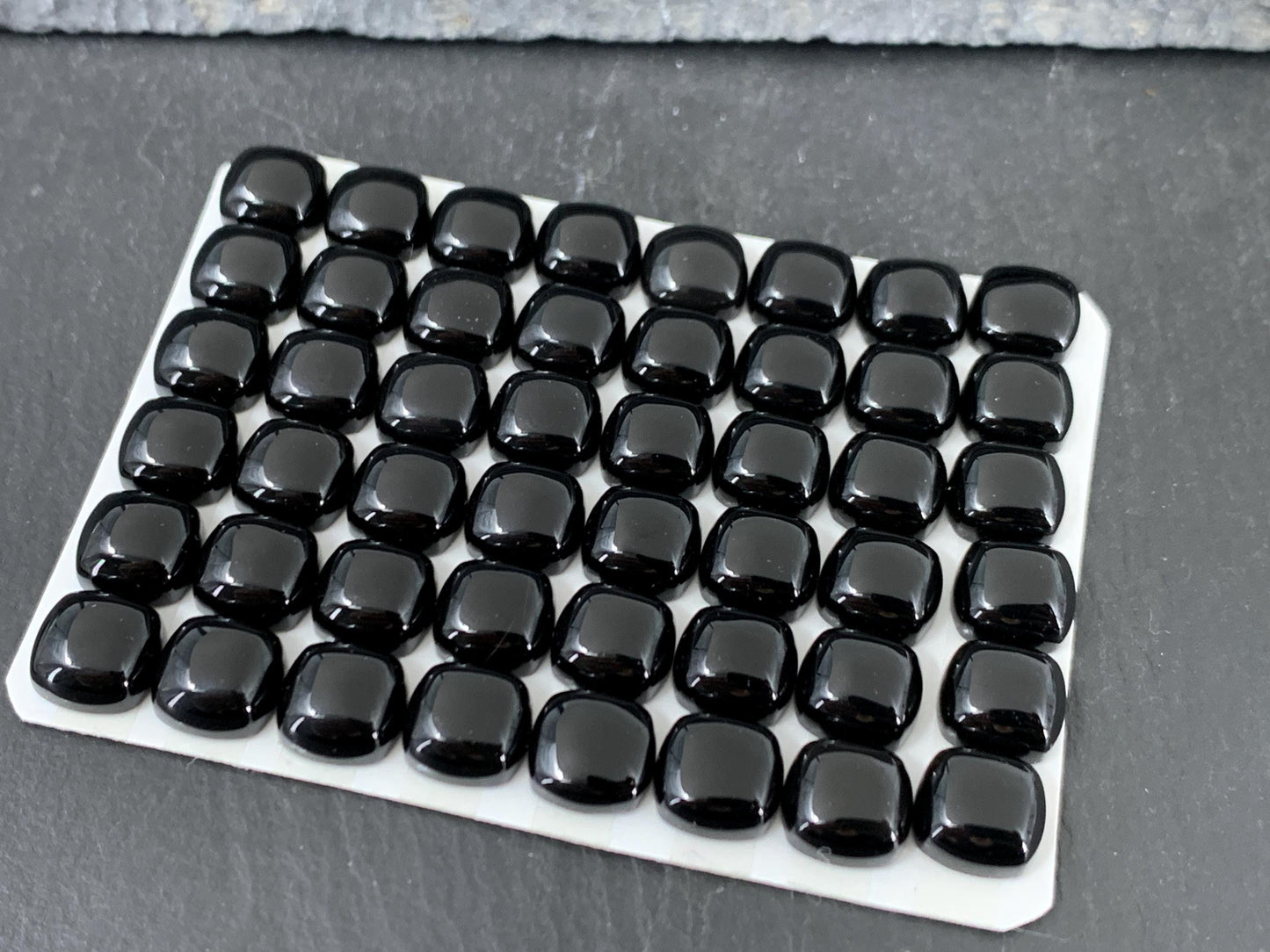 Black Agate Square Cushion 8mm Calibrated Cabochon - Natural Gemstone
