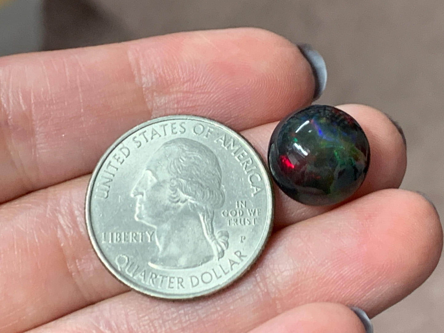 Natural Ethiopian Black Opal 13mm cabochon