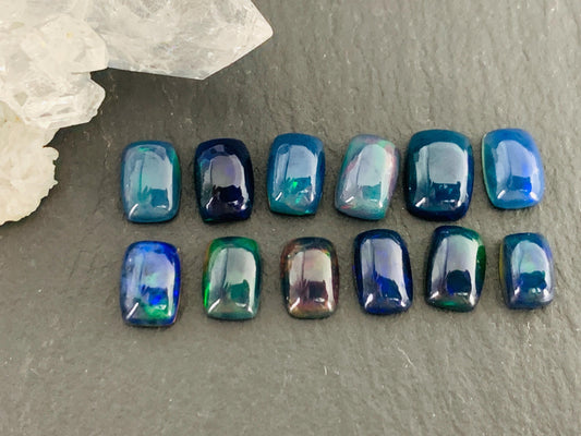 Natural Ethiopian Black Opal 6-7mm Rectangle Cabochon