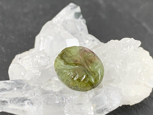 Carved Tourmaline 9x11x4mm cabochon