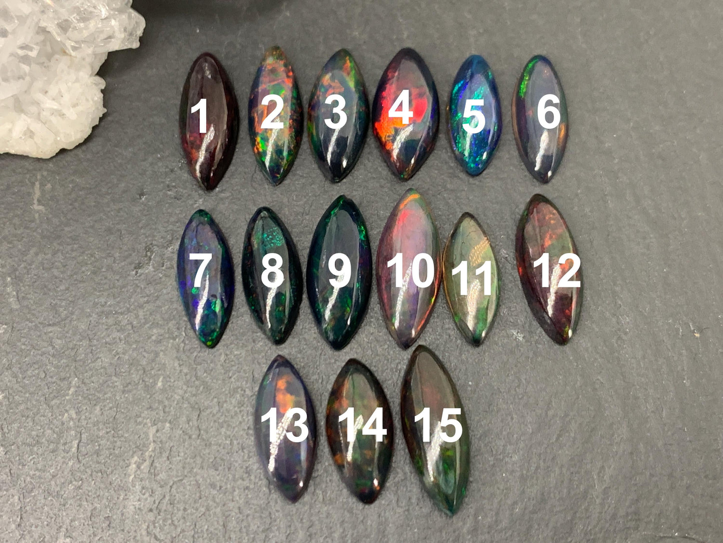 Natural Ethiopian Black Opal marquise 12-14mm long cabochon/ Select your cabochon