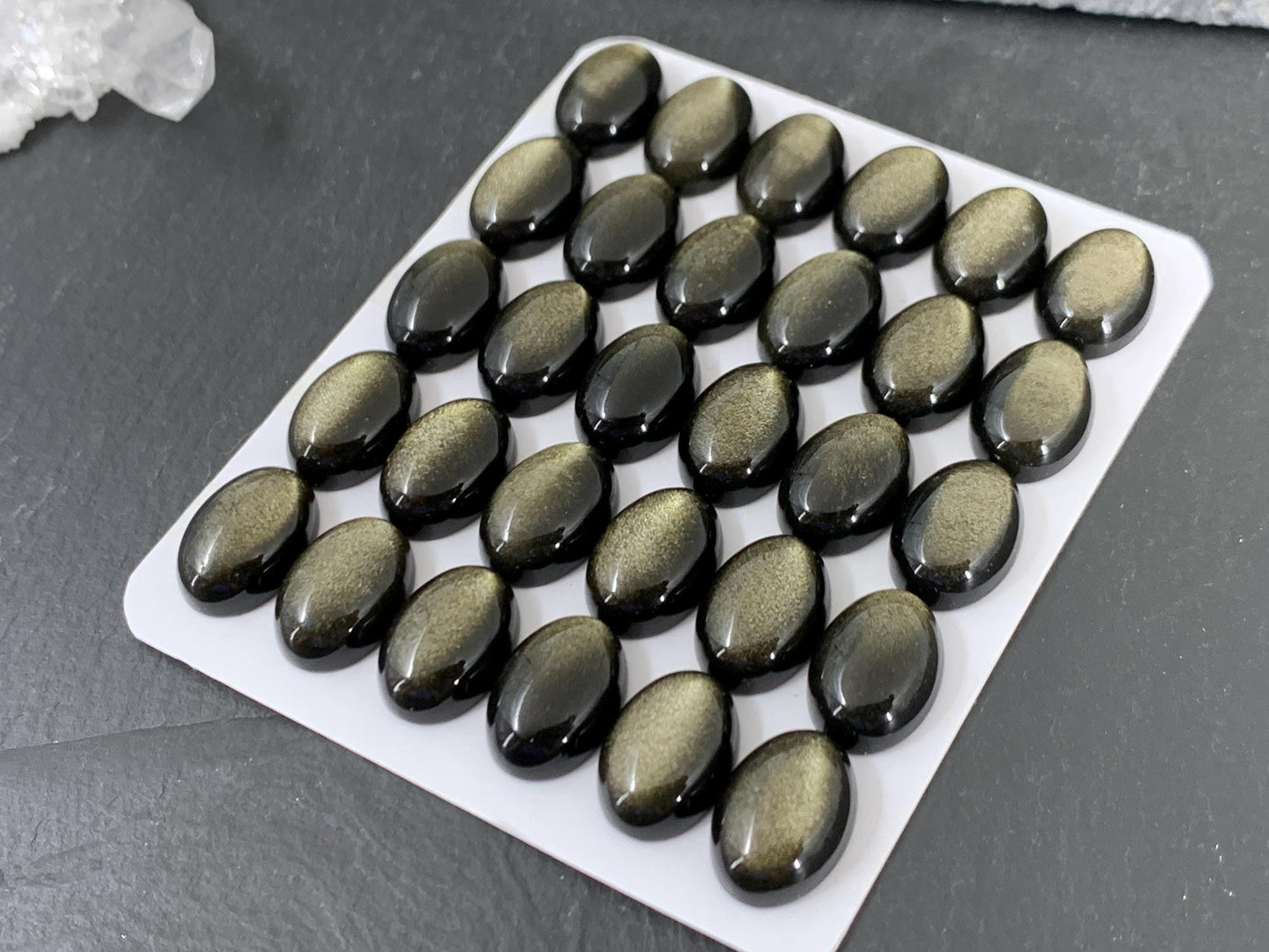 Gold Obsidian oval 10x14mm cabochon - Calibrated cabochons