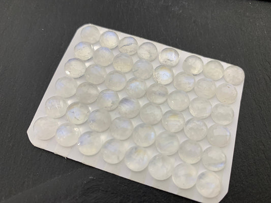 Faceted Rainbow Moonstone round 8mm cabochon