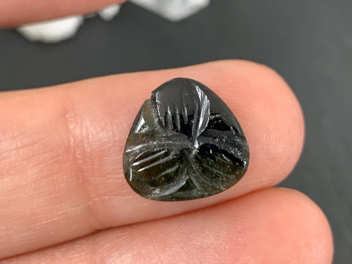 Carved Tourmaline 11x12x2mm cabochon