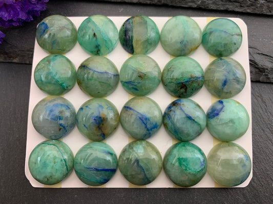 Chrysocolla round 15mm cabochon - Calibrated cabochons