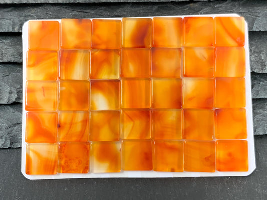 Flat Carnelian square 10mm cabochon - Calibrated cabochons