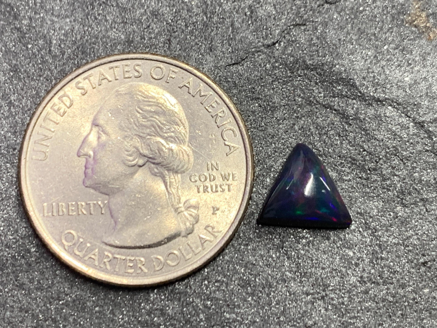 Black Ethiopian Opal triangle 9x9x4mm cabochon