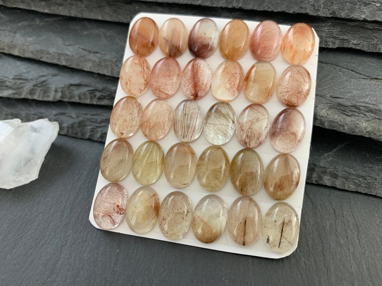 Rutilated Quartz oval 10x14mm cabochon - Calibrated cabochons