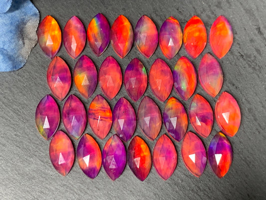 Faceted Aurora Opal marquise 8x16mm cabochon - Doublet cabochons
