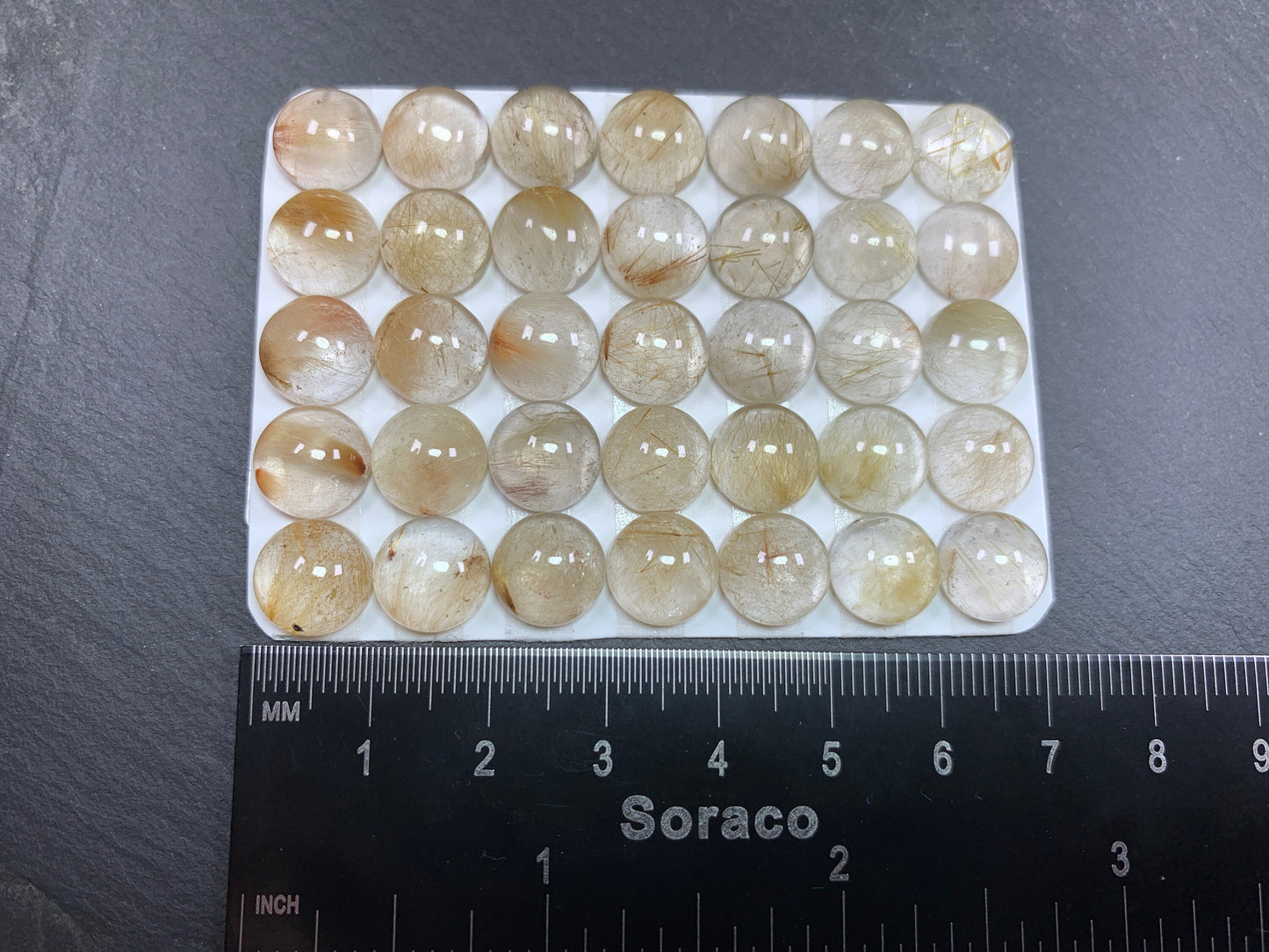 Rutilated Quartz round 10mm cabochon - Calibrated cabochons