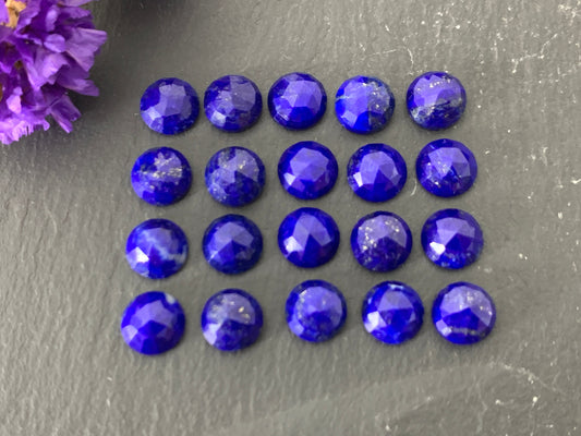 Faceted Lapis Lazuli round 8mm cabochon