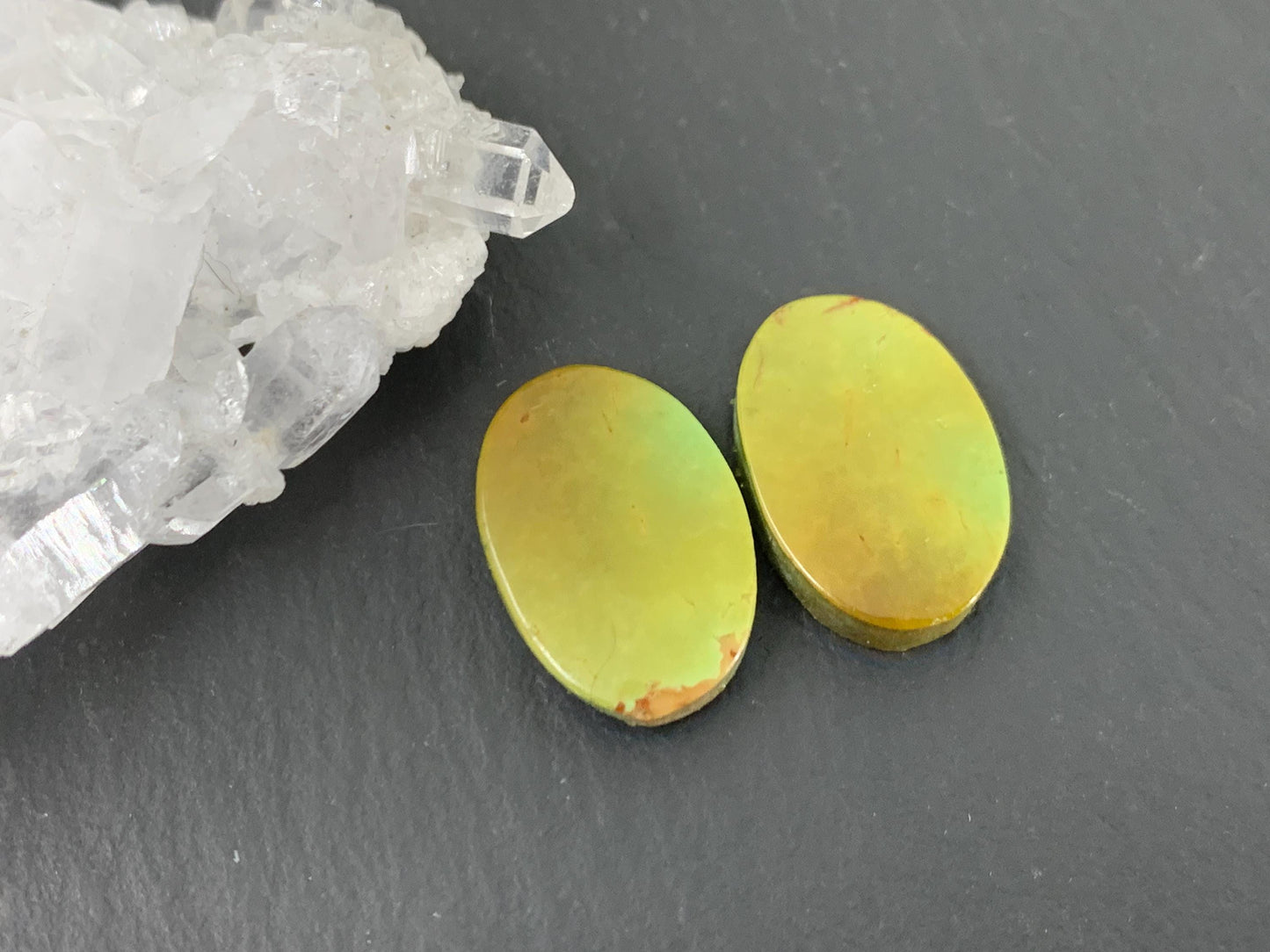 Tibetan Turquoise Pair 11x16mm Cabochon - Hand Cut Cabochon