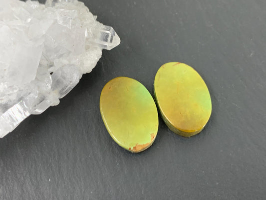Tibetan Turquoise Pair 11x16mm Cabochon - Hand Cut Cabochon