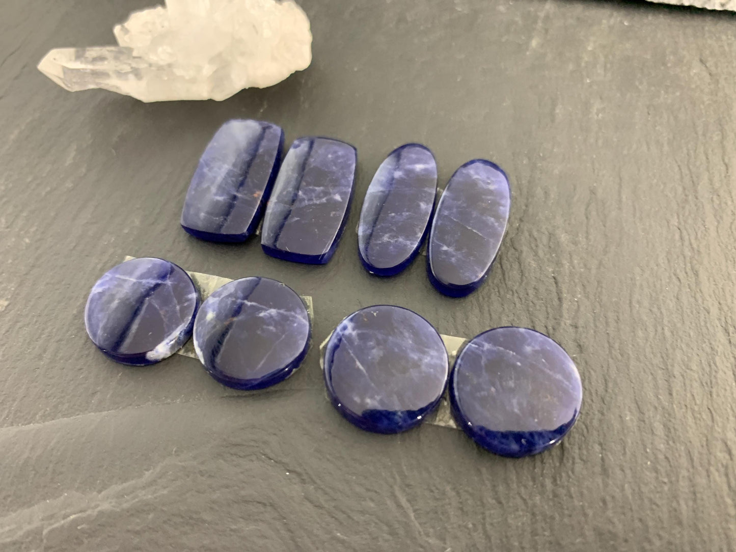 Natural Sodalite pair 15-24mm long cabochon