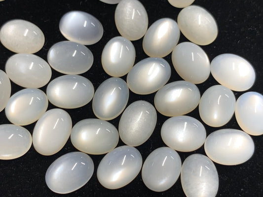 White Moonstone oval 8-11mm long cabochon