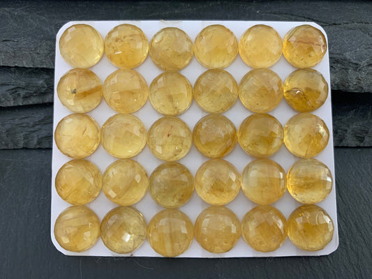 Faceted Citrine round 12mm cabochon - Calibrated cabochons