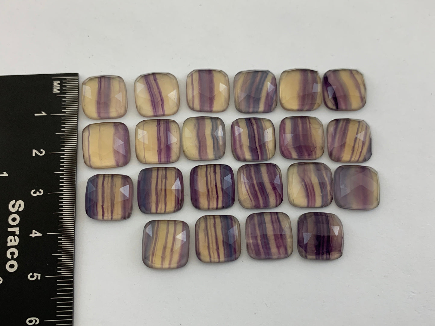 Faceted Fluorite square cushion 12x12mm Cabochon- Select your cabochon