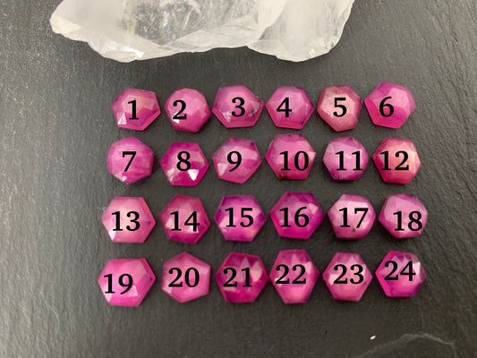 Faceted Pink Sapphire hexagon 7x8mm cabochon