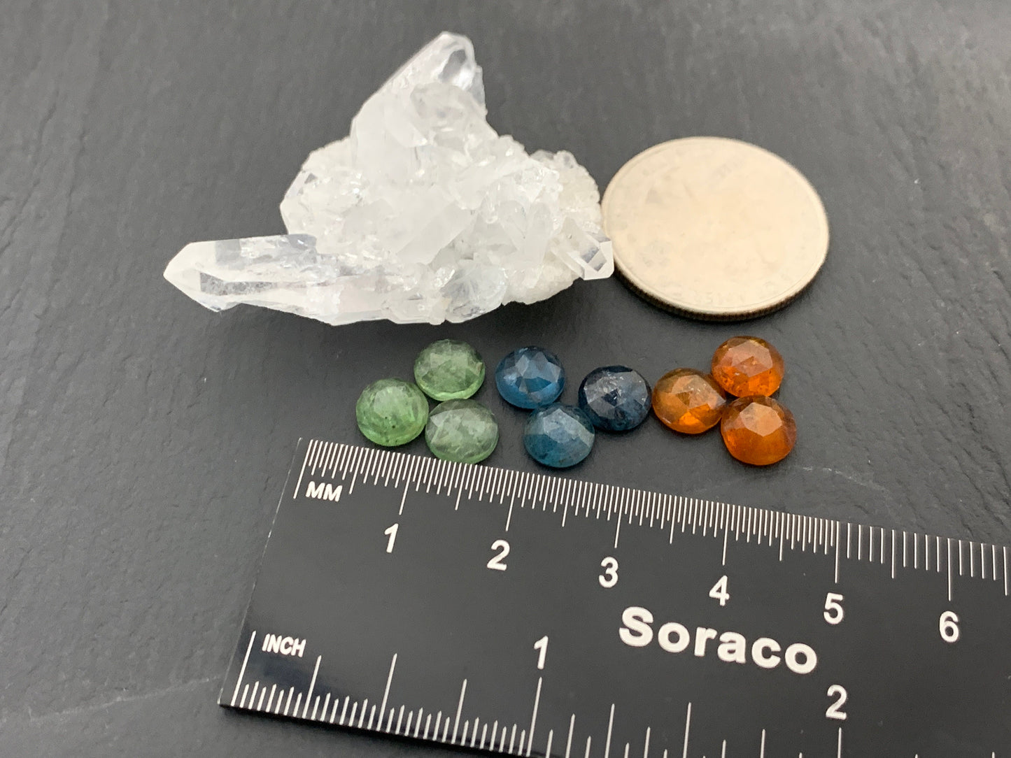 Faceted Kyanite Cabochon: Mint, Moss, Orange, Round (7mm, 8mm)