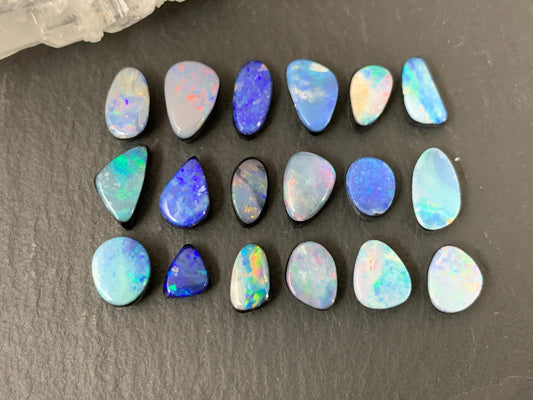Australian Opal Doublet 6-8.5mm long cabochon - Select your piece