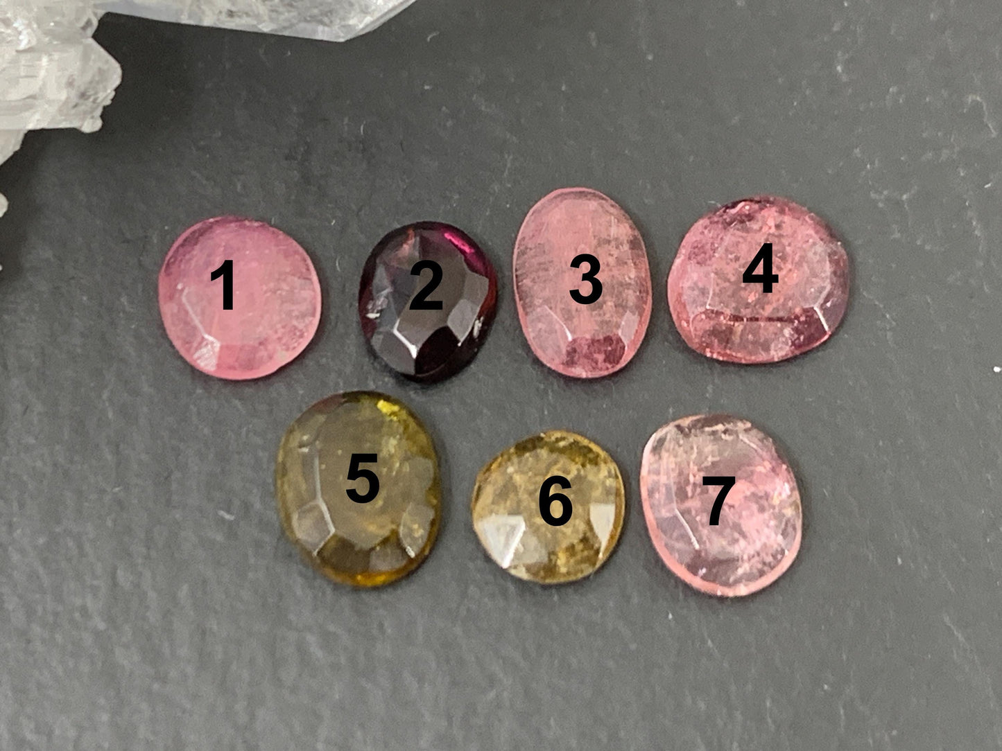 Faceted Tourmaline oval, free form 6-8mm long cabochon