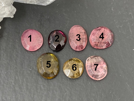 Faceted Tourmaline oval, free form 6-8mm long cabochon