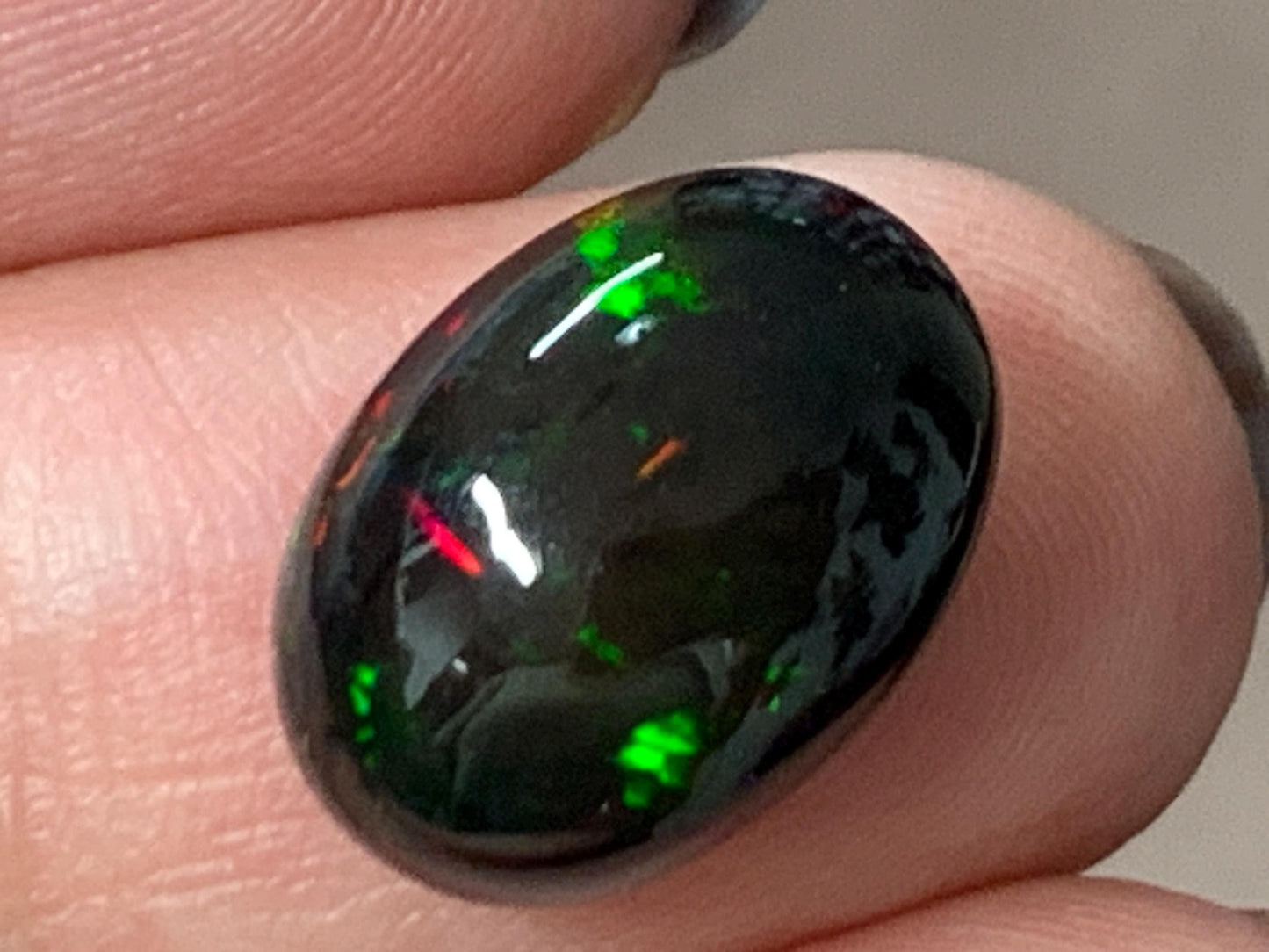 Natural Ethiopian Black Opal 10x14x6mm cabochon