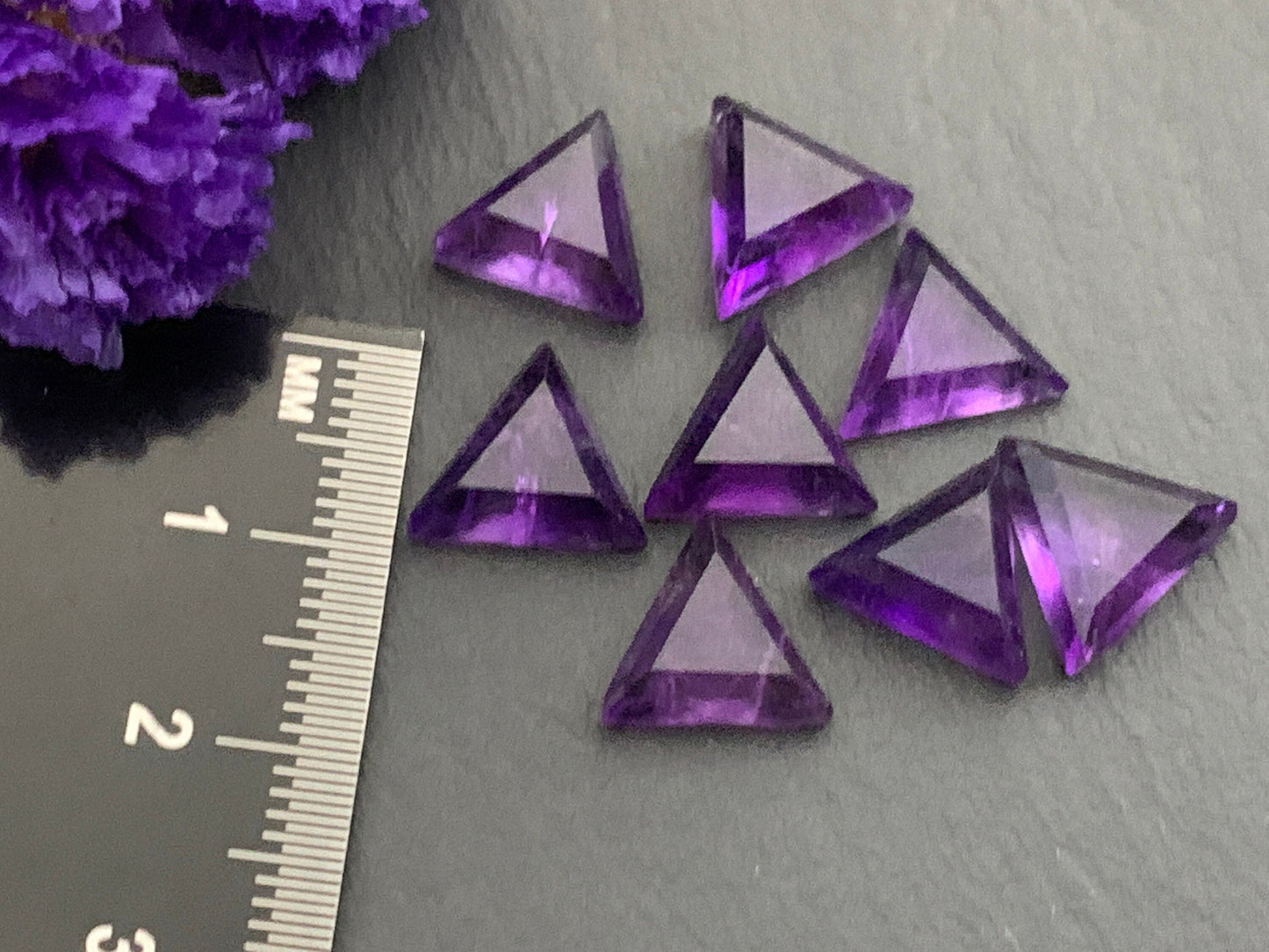 Faceted Amethyst triangle 10mm cabochon