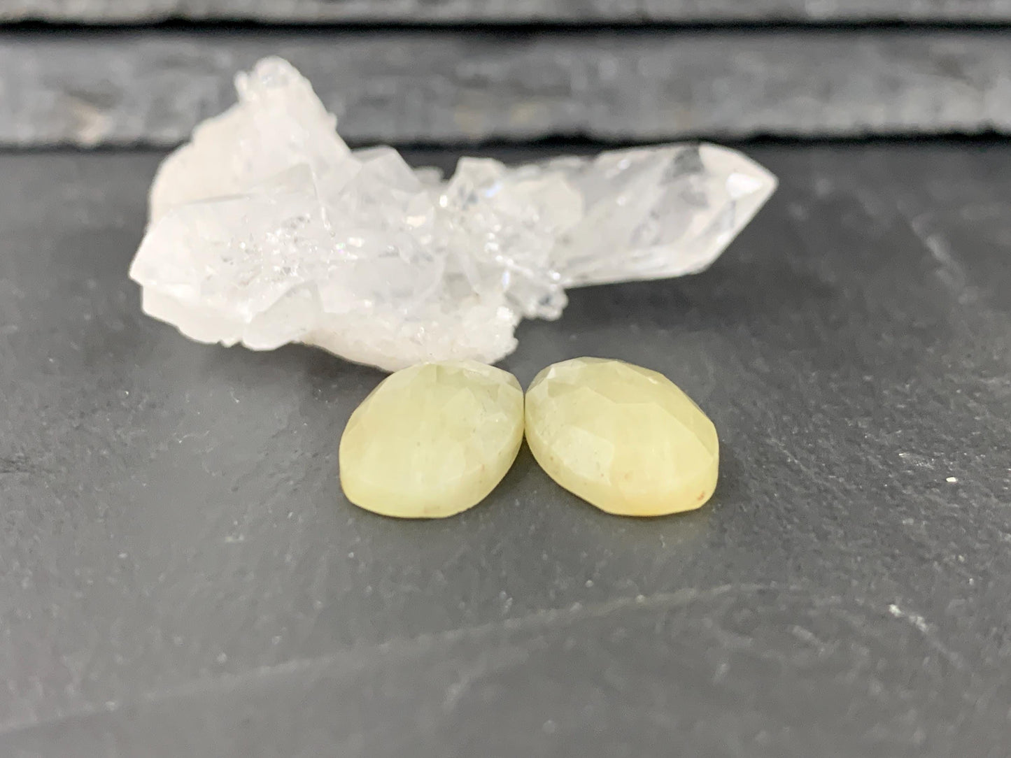 Faceted Yellow Sapphire pair 9x17x4mm cabochon